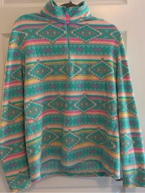 chubbies Turquoise Patterned Quarter-Zip Fleece Pullover